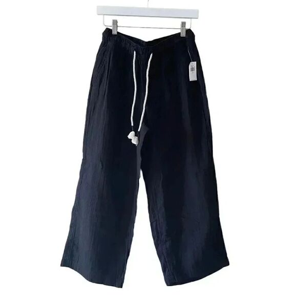 Old Navy Black Y2K Drawstring High Waisted Textured Soft Wide Leg Cozy Pants S - Picture 2 of 12